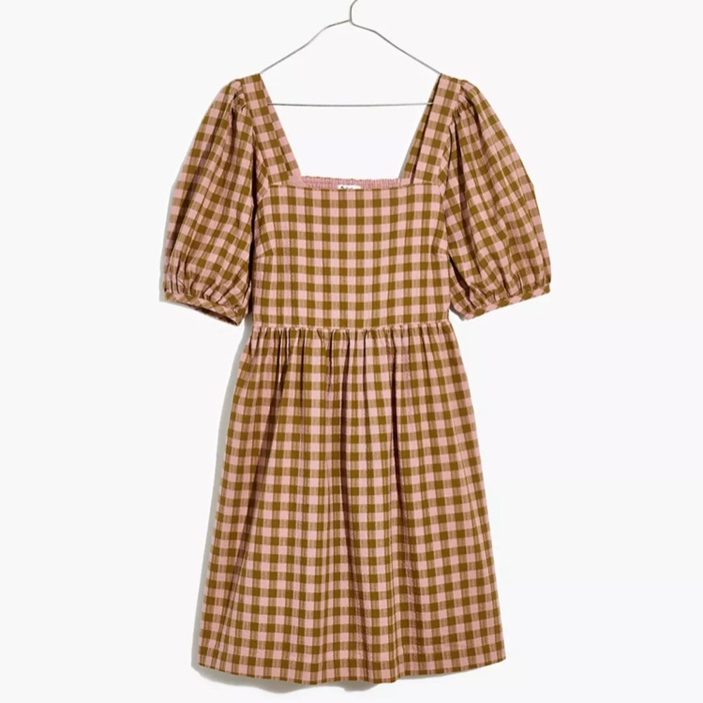 Madewell Square-Neck Puff-Sleeve Dress-M
